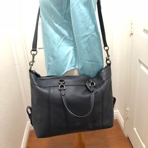 Coach Lenox Leather Satchel Bag MidNight Gunmetal